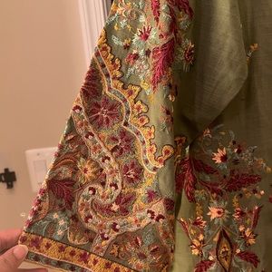 COPY - Green khadder coat with full embroidery